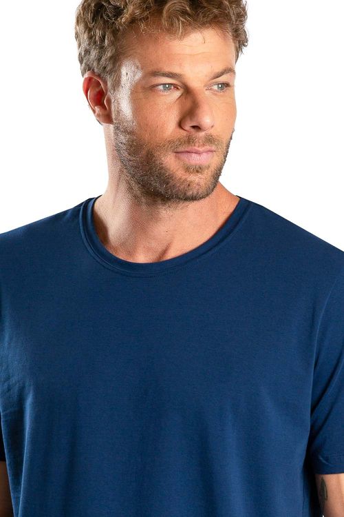 T-Shirt Básica Premium Algodão Egípcio Azul Marinho