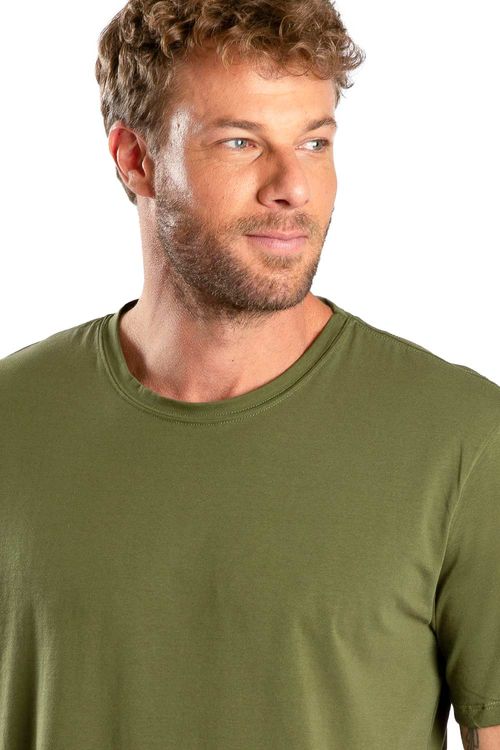 T-Shirt Básica Premium Algodão Egípcio Verde Musgo