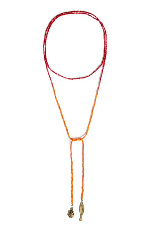 Colar Miçangas Bicolor Vermelho