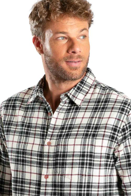 Camisa Xadrez Flanelada Branca/Preta