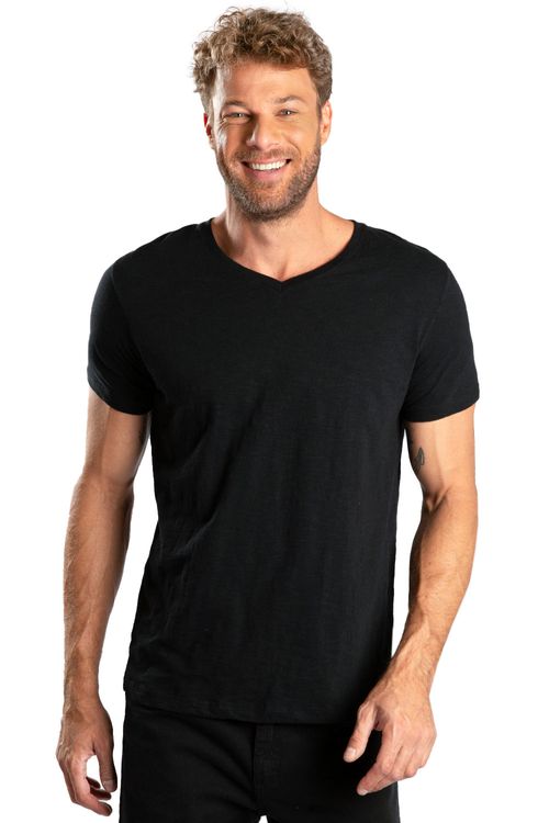 T-Shirt Gola v Básica Premium Preta