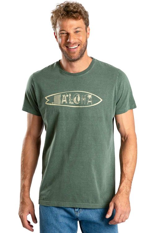 T-Shirt Estampada Stone Aloha Verde Militar