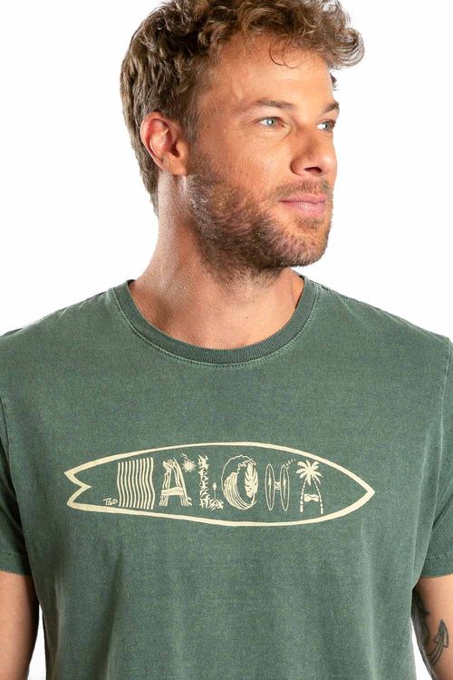T-Shirt Estampada Stone Aloha Verde Militar