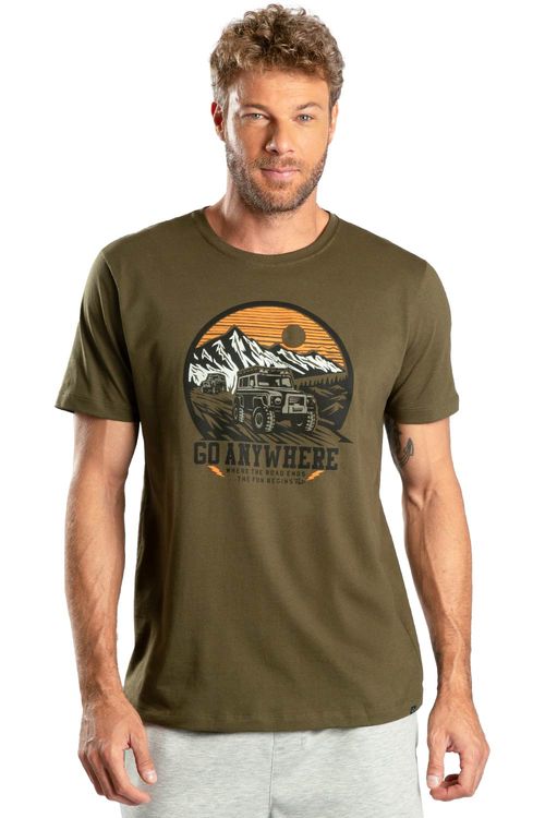 T-Shirt Estampada Roads Verde Musgo