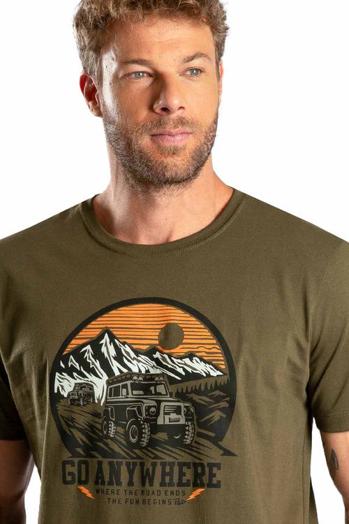 T-Shirt Estampada Roads Verde Musgo
