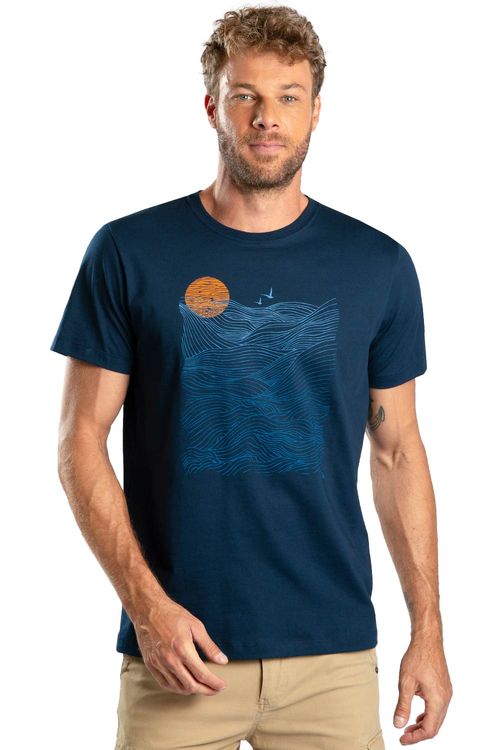 T-Shirt Estampada Ocean Infinity Azul Marinho