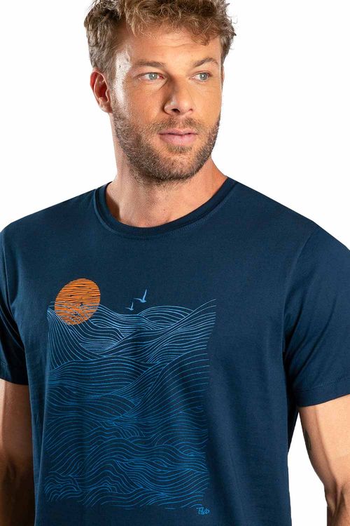 T-Shirt Estampada Ocean Infinity Azul Marinho