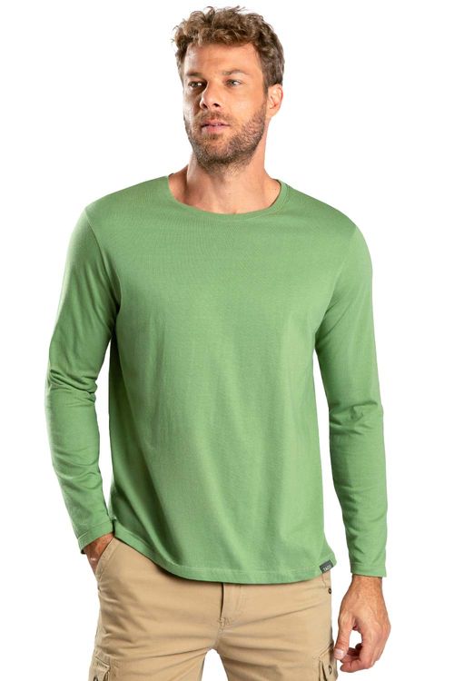 T-Shirt Manga Longa Premium Fit Sem Costura Verde