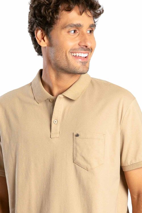 Polo Básica Com Bolso Flex Khaki
