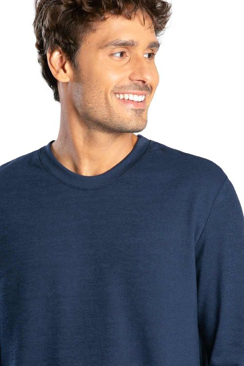 T-Shirt Manga Longa Azul Marinho