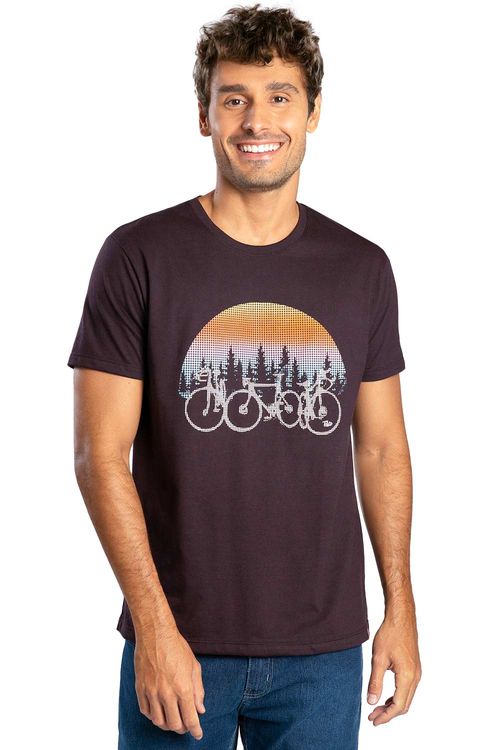 T-Shirt Estampada Bike Relevo Molinê Vermelha
