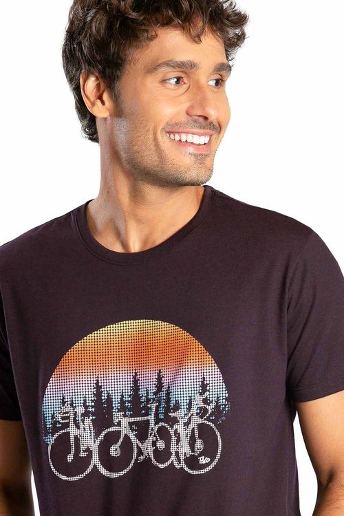 T-Shirt Estampada Bike Relevo Molinê Vermelha