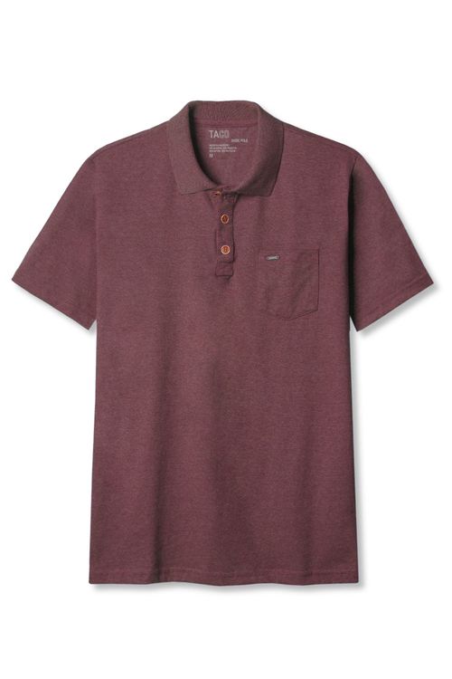 Polo Básica Fit Com Bolso Vinho