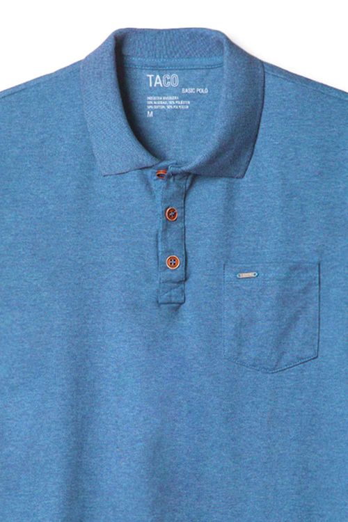 Polo Básica Fit Com Bolso Azul