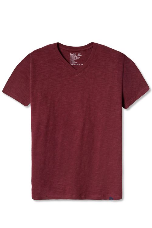T-Shirt Gola v Básica Premium Vinho
