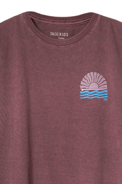 T-Shirt Infantil Estampada Sunny Vinho