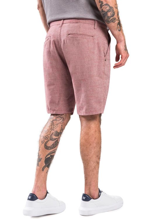 Bermuda Chino Fio Tinto Vermelha Escura