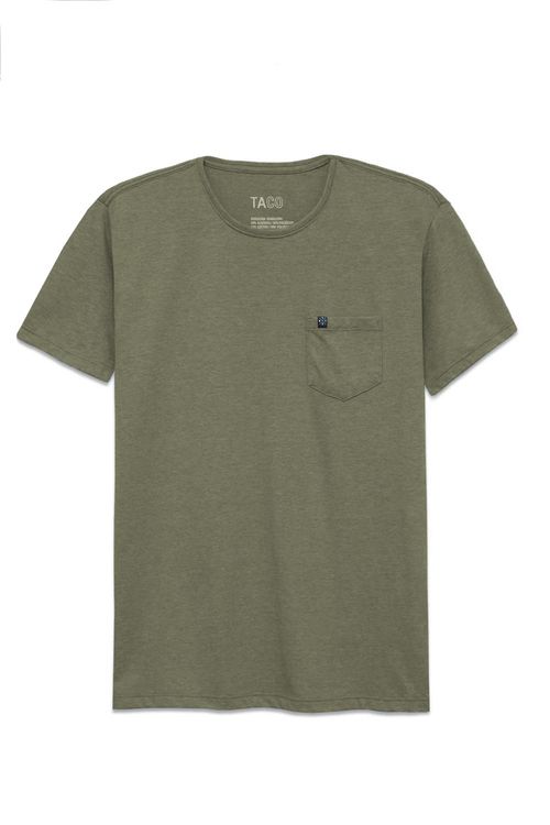 T-Shirt Comfort Com Bolso Verde Musgo