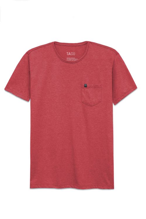 T-Shirt Comfort Com Bolso Vermelho Escuro