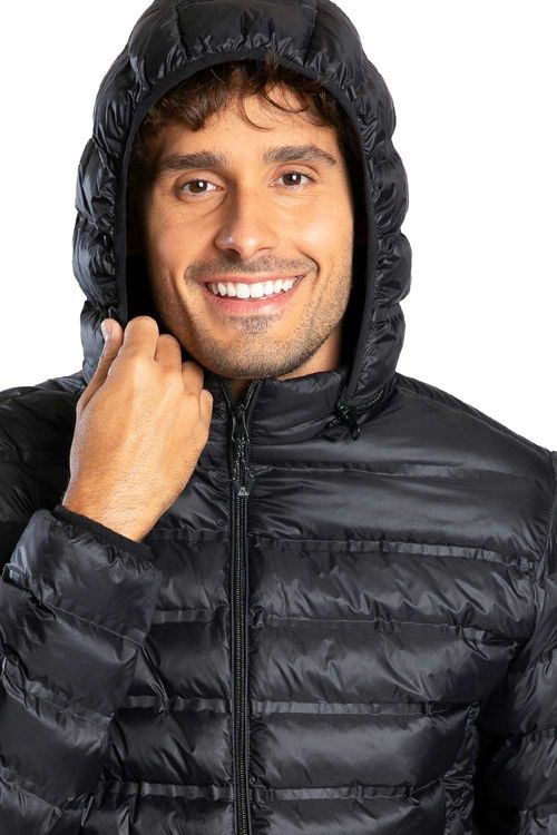 Jaqueta Puffer Com Capuz Preta