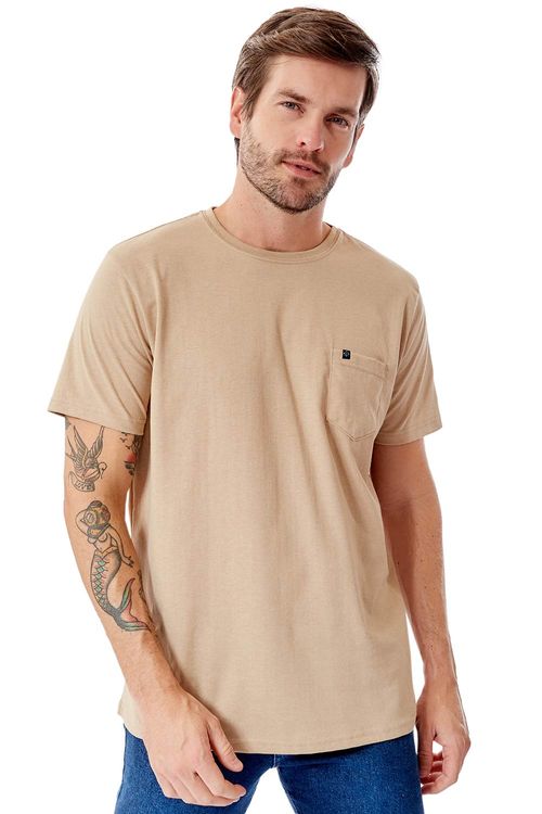 T-Shirt Comfort Com Bolso Khaki