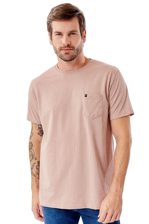 T-Shirt Comfort Com Bolso Rosa Claro