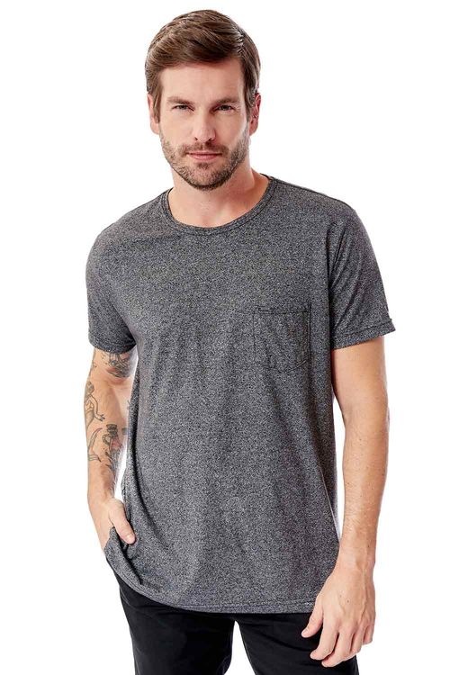 T-Shirt Com Detalhe No Bolso Grafite