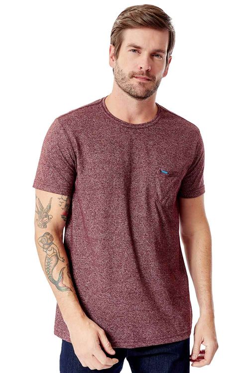 T-Shirt Com Detalhe No Bolso Vinho