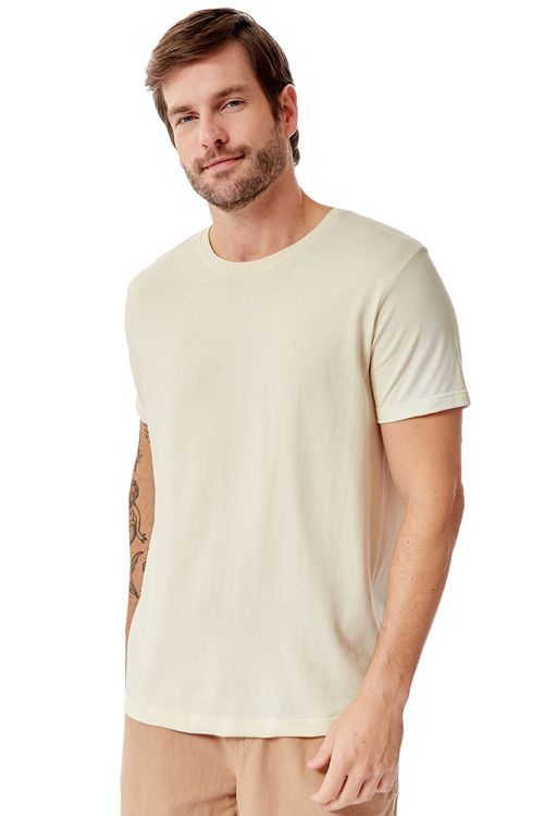 T-Shirt Básica Premium Sem Costura Lateral Off White