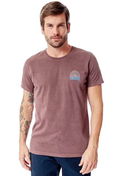 T-Shirt Estampada Stone Little Sun Vinho
