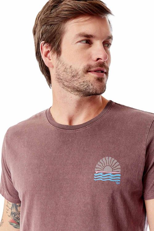 T-Shirt Estampada Stone Little Sun Vinho