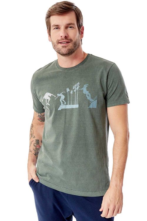 T-Shirt Estampada Stone Maneuvers Verde Militar