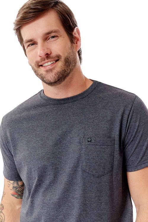 T-Shirt Comfort Com Bolso Grafite