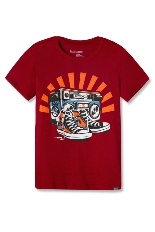 T-Shirt Infantil Estampada All Music Vermelho Escuro