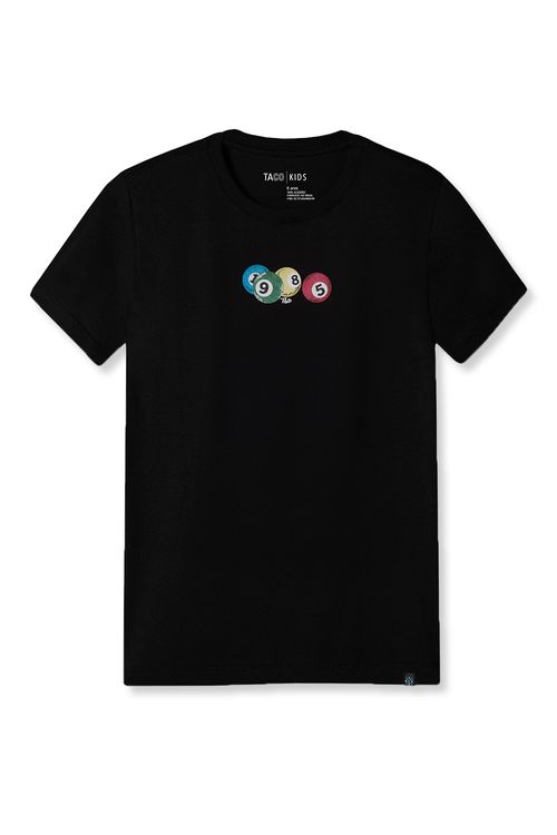 T-Shirt Infantil Estampada Bilhar Preta