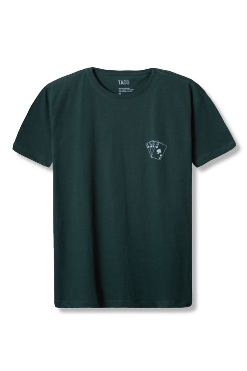 T-Shirt Estampada Cartas Verde Escuro