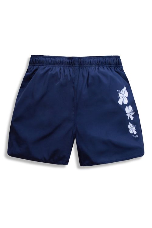 Short Estampado Flex Hawai Flower Azul Marinho