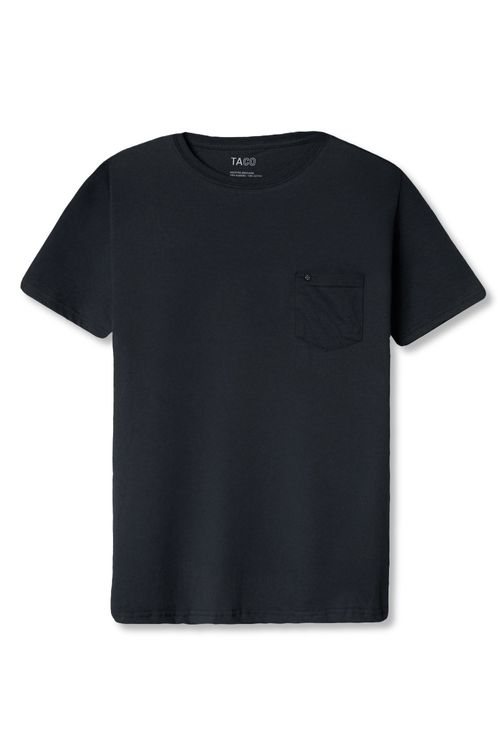 T-Shirt Básica Comfort Com Bolso Preta