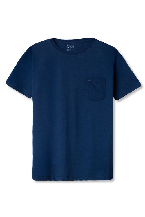 T-Shirt Básica Comfort Com Bolso Azul Marinho