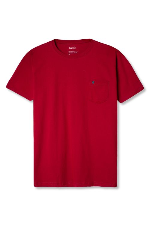 T-Shirt Básica Comfort Com Bolso Vermelho Escuro