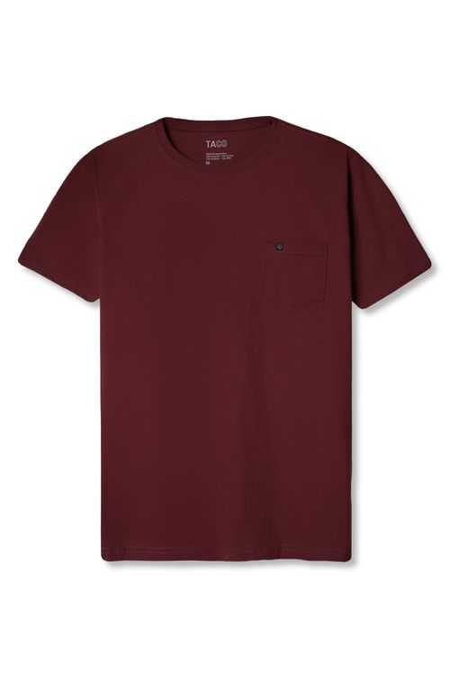 T-Shirt Básica Comfort Com Bolso Vinho