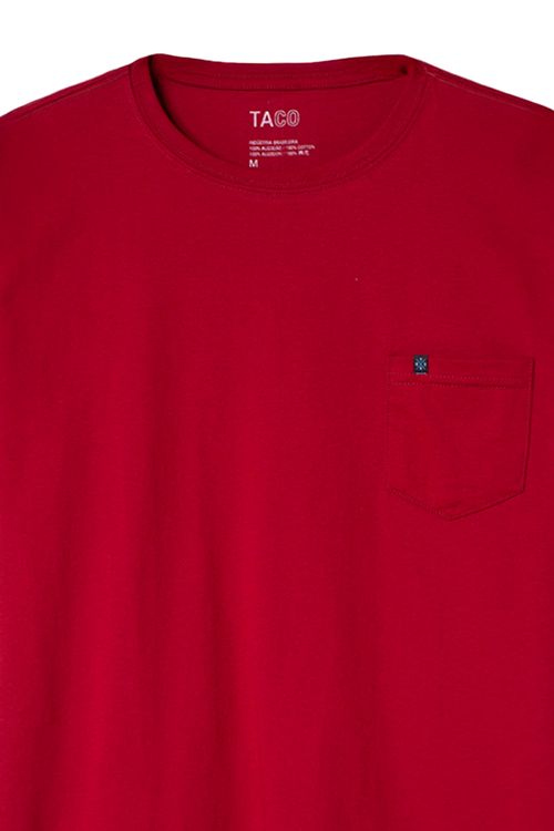 T-Shirt Básica Comfort Com Bolso Vermelho Escuro