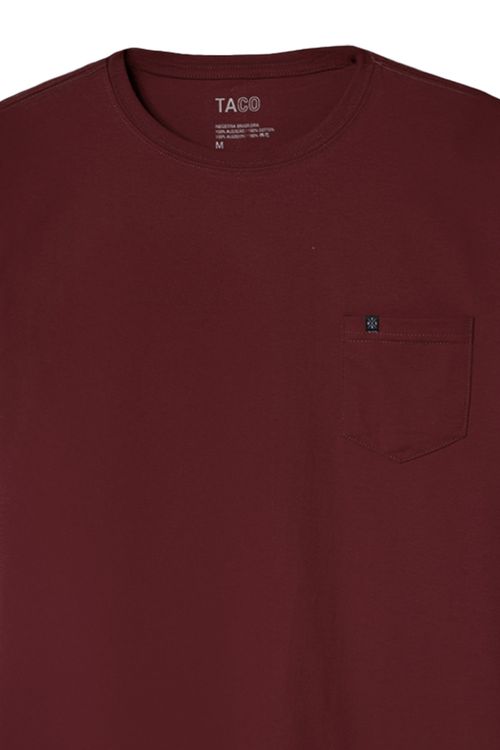 T-Shirt Básica Comfort Com Bolso Vinho