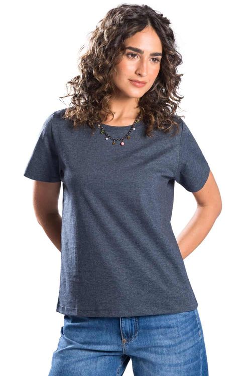 Blusa Básica Fio Penteado Grafité