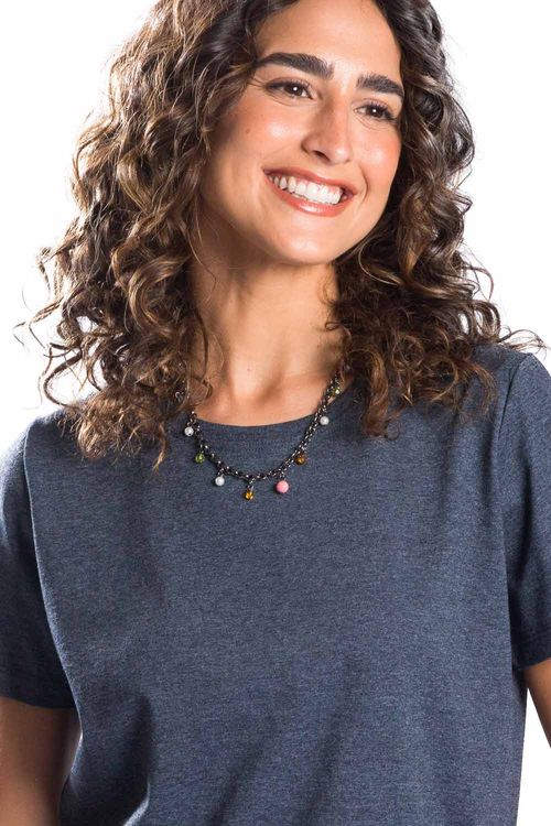 Blusa Básica Fio Penteado Grafité