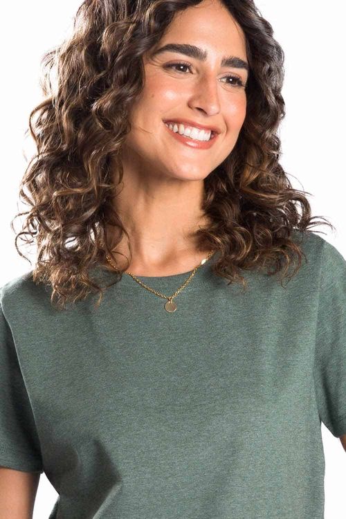 Blusa Básica Fio Penteado Verde Escuro