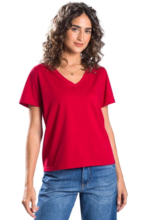 Blusa Básica Gola v Egípcia Premium Vermelha