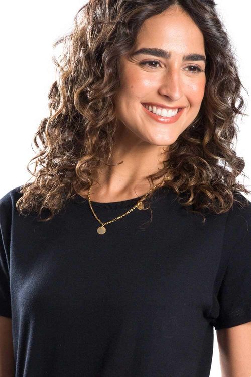 Blusa Básica Premium Sem Costura Lateral Preta