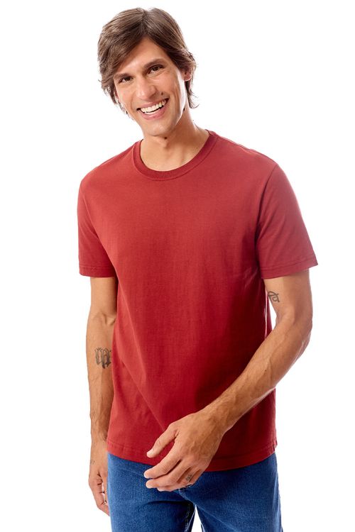 T-Shirt Básica Mescla Comfort Fit Vermelho Escuro