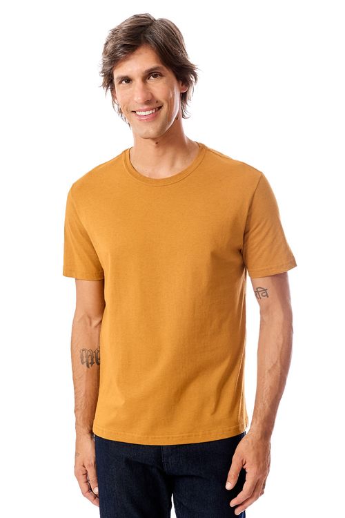 T-Shirt Básica Mescla Comfort Fit Mostarda